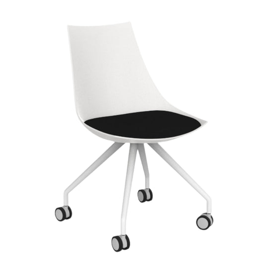 Knights Luna White Visitor Chair w/Castor Base