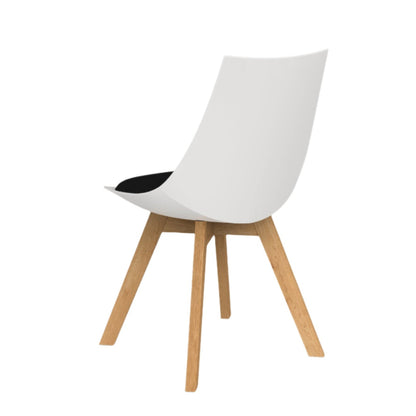 Knights Luna White Visitor Chair w/Oak Base