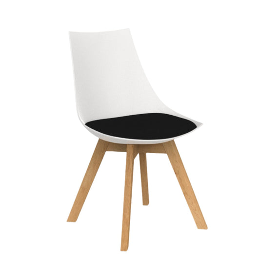 Knights Luna White Visitor Chair w/Oak Base