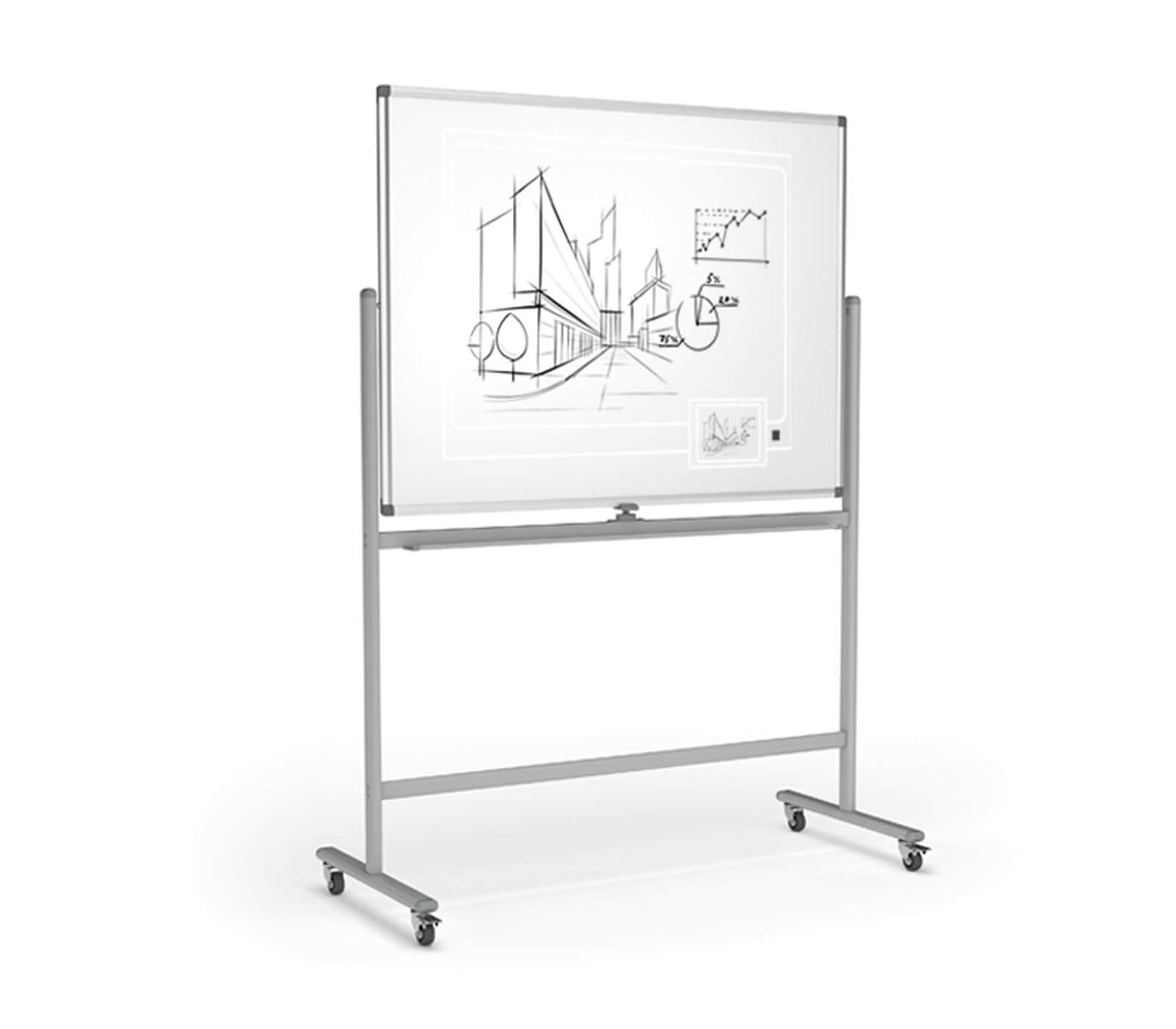 Mobile Lacquered Steel Pivoting Whiteboards